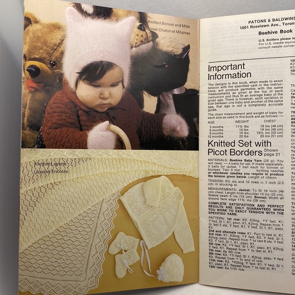 Beehive Pretty Baby Cardigan Afghan Hat Mittens Dress Coat Pattern Booklet 420 - Picture 3 of 6